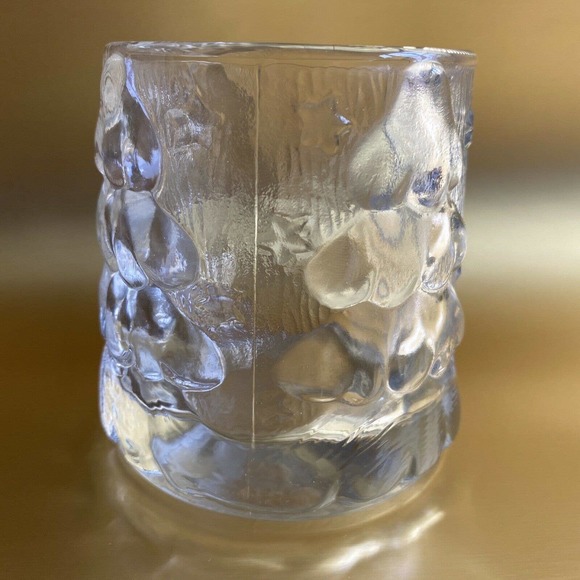 VINTAGE KIG INDONESIA Holiday Christmas Embossed Glass Cup Trees Stars Moon Snow - Picture 3 of 3